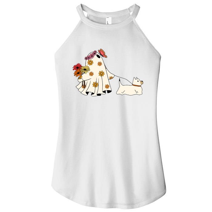 Funny Ghost And Dog Halloween Women's Perfect Tri Rocker Tank