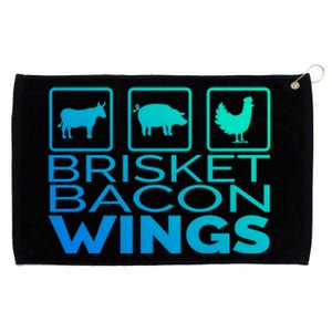 Funny Grill Brisket Bacon Wings Dad Fathers Day Gift Grommeted Golf Towel