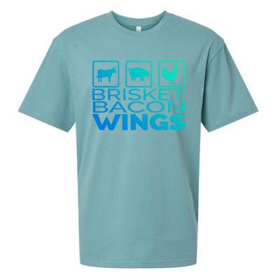 Funny Grill Brisket Bacon Wings Dad Fathers Day Gift Sueded Cloud Jersey T-Shirt