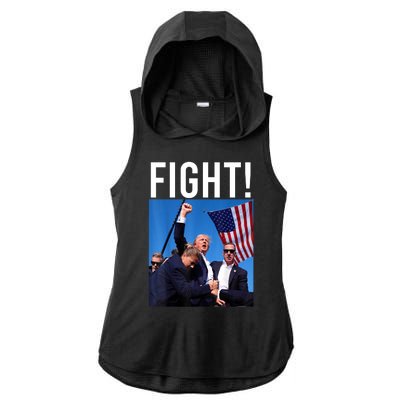 Fight God Bless President Trump Donald Gift Ladies PosiCharge Tri-Blend Wicking Draft Hoodie Tank