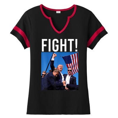 Fight God Bless President Trump Donald Gift Ladies Halftime Notch Neck Tee