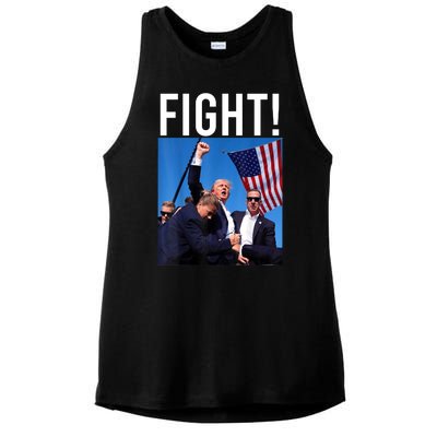 Fight God Bless President Trump Donald Gift Ladies PosiCharge Tri-Blend Wicking Tank