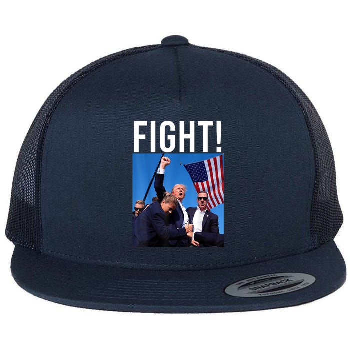 Fight God Bless President Trump Donald Gift Flat Bill Trucker Hat