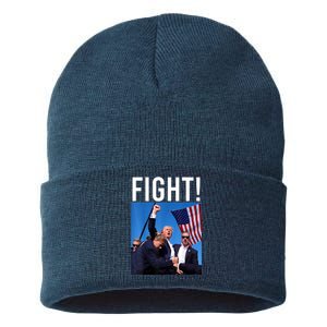 Fight God Bless President Trump Donald Gift Sustainable Knit Beanie