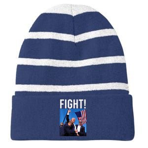 Fight God Bless President Trump Donald Gift Striped Beanie with Solid Band