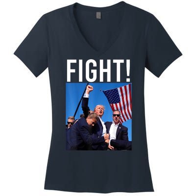 Fight God Bless President Trump Donald Gift Women's V-Neck T-Shirt