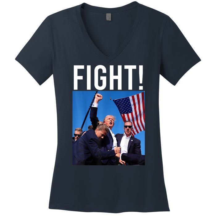 Fight God Bless President Trump Donald Gift Women's V-Neck T-Shirt