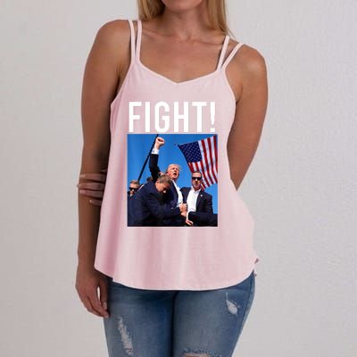 Fight God Bless President Trump Donald Gift Women's Strappy Tank