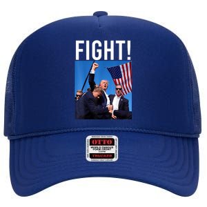 Fight God Bless President Trump Donald Gift High Crown Mesh Back Trucker Hat