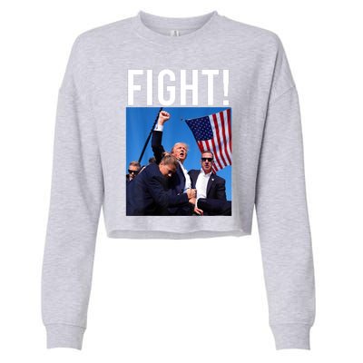 Fight God Bless President Trump Donald Gift Cropped Pullover Crew