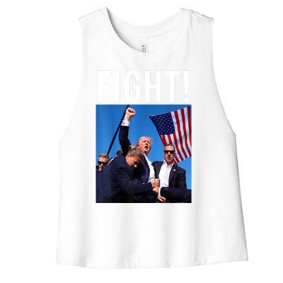 Fight God Bless President Trump Donald Gift Women's Racerback Cropped Tank