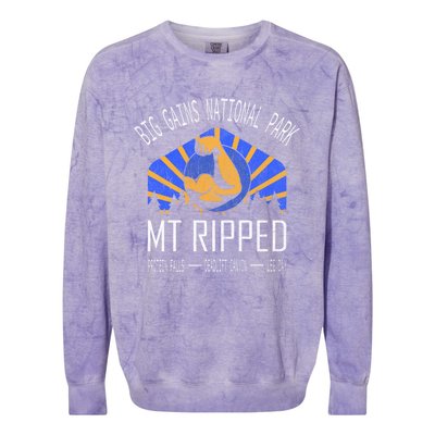 Funny Gift Big Gains National Park Gift Mt Ripped Gift Leg Day Gift Colorblast Crewneck Sweatshirt