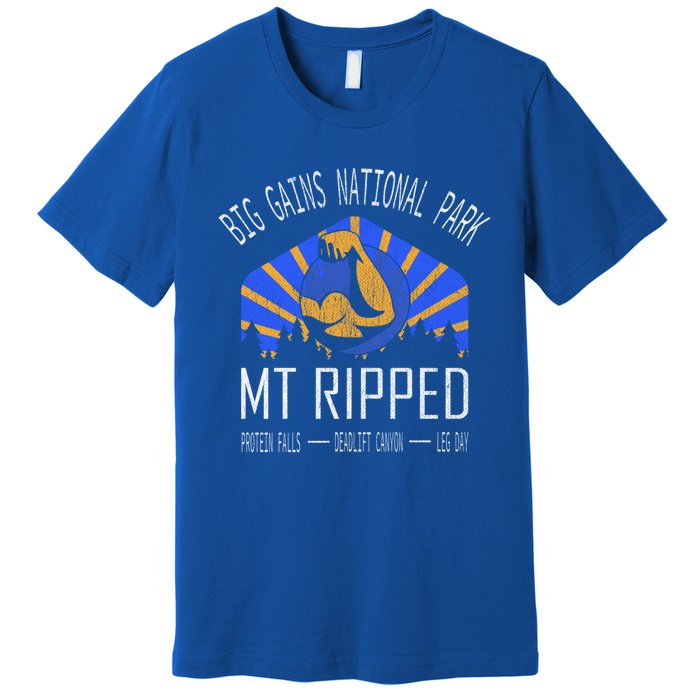 Funny Gift Big Gains National Park Gift Mt Ripped Gift Leg Day Gift Premium T-Shirt