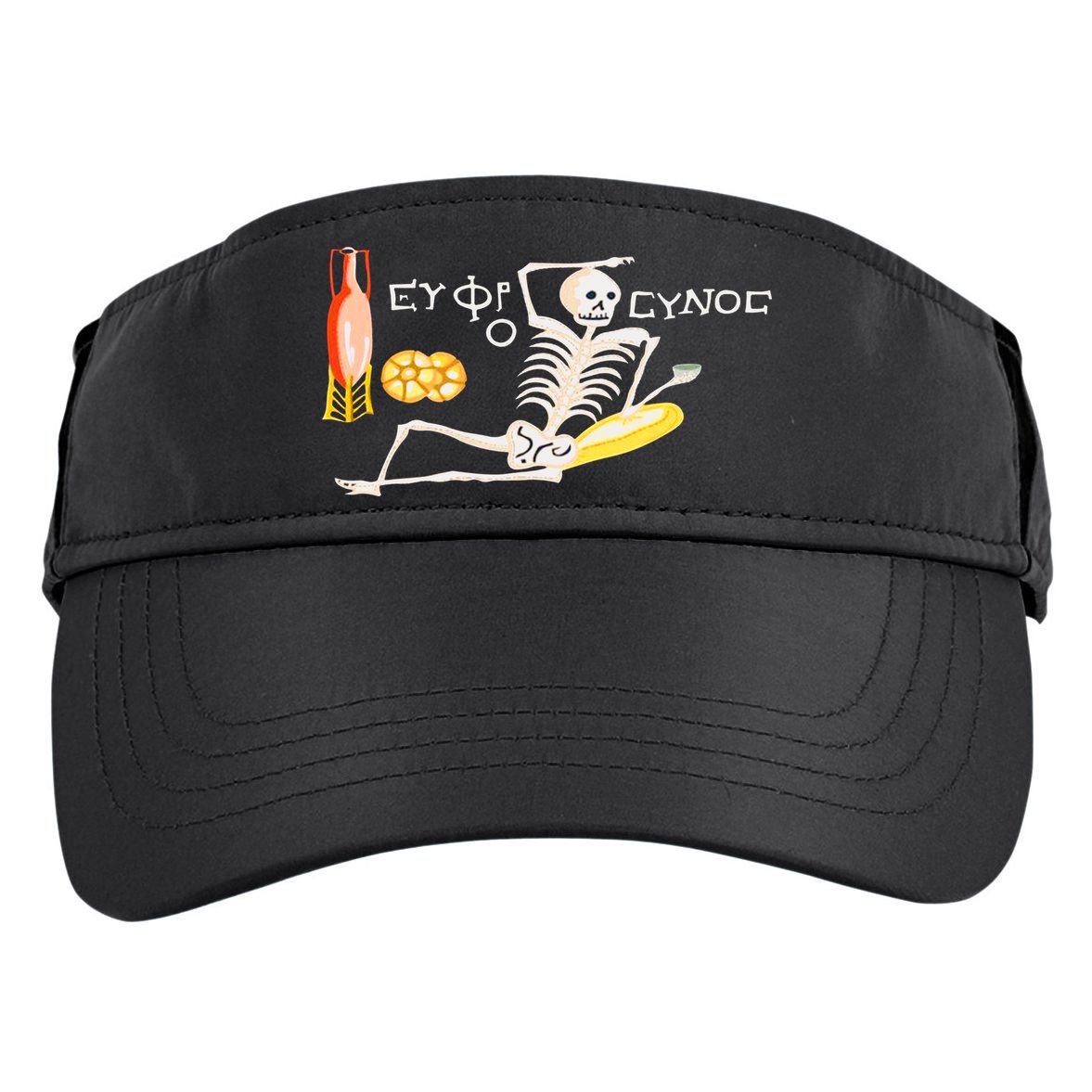 Funny Greek Be Cheerful Enjoy Your Life Skeleton Adult Drive Performance Visor