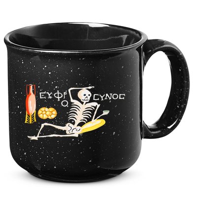 Funny Greek Be Cheerful Enjoy Your Life Skeleton 15oz Campfire Ceramic Mug