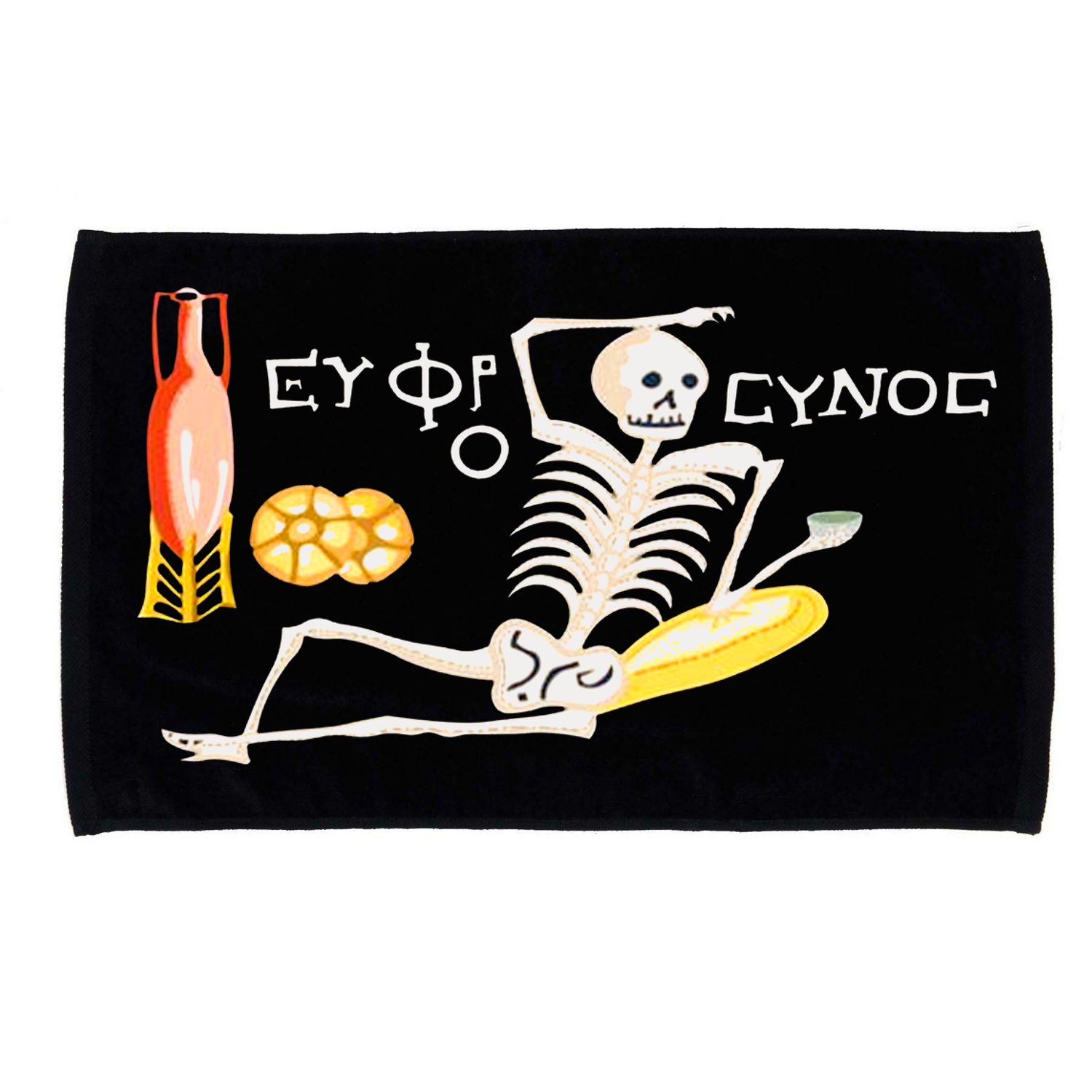 Funny Greek Be Cheerful Enjoy Your Life Skeleton Microfiber Hand Towel