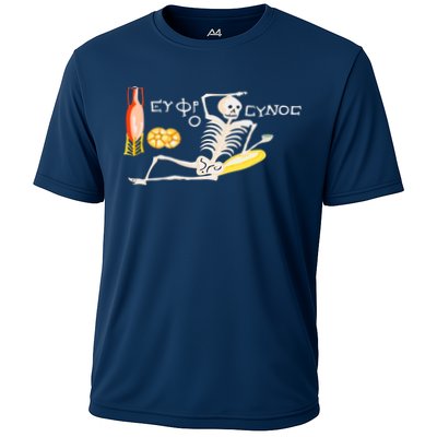 Funny Greek Be Cheerful Enjoy Your Life Skeleton Performance Shirt
