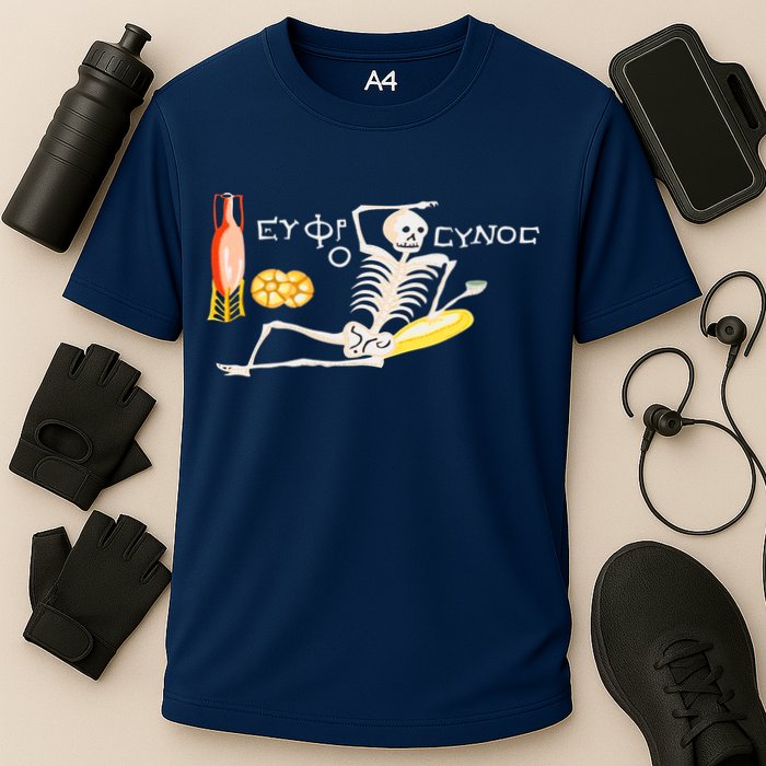 Funny Greek Be Cheerful Enjoy Your Life Skeleton Performance Shirt
