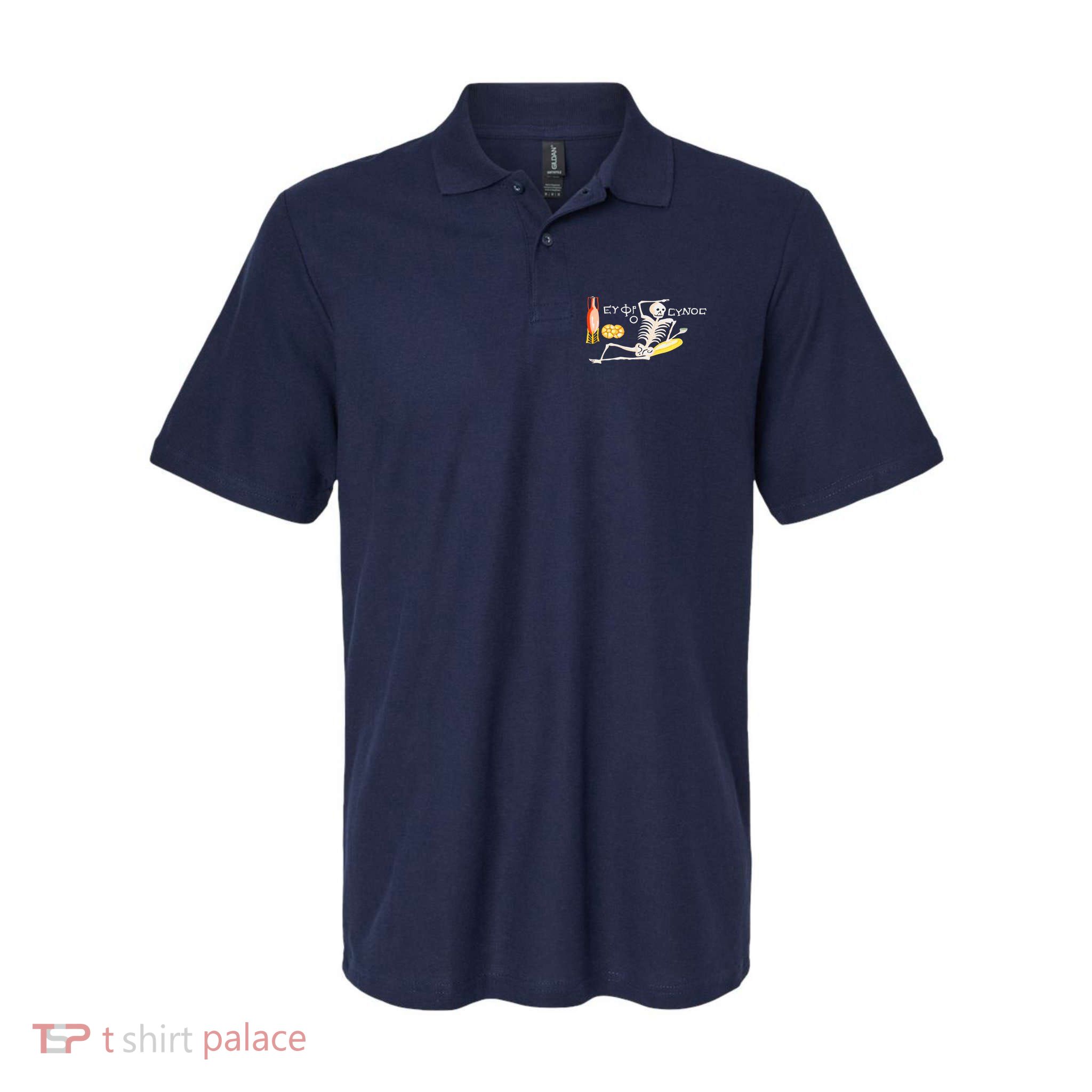 Funny Greek Be Cheerful Enjoy Your Life Skeleton Polo