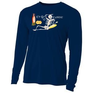 Funny Greek Be Cheerful Enjoy Your Life Skeleton Cooling Performance Long Sleeve Crew