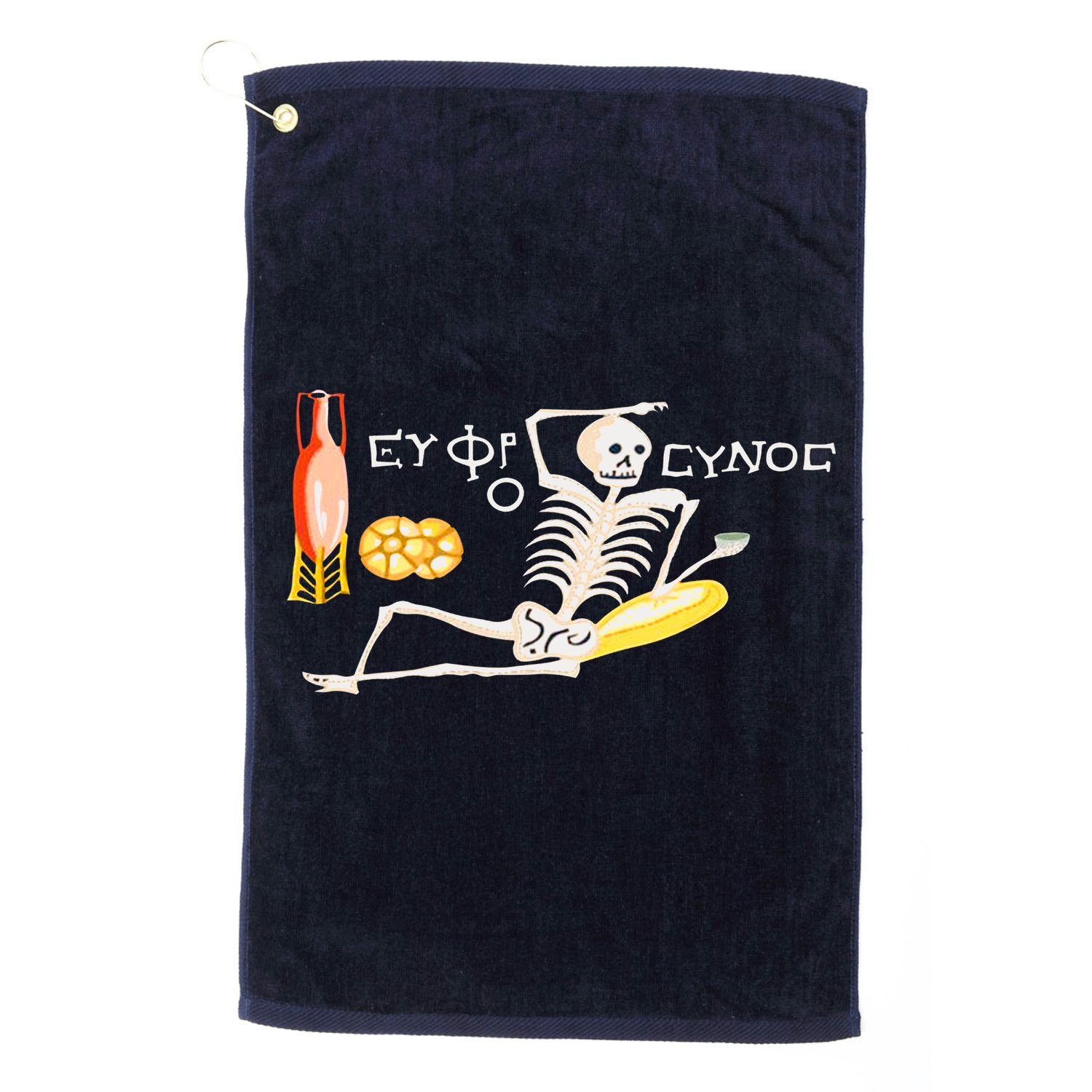 Funny Greek Be Cheerful Enjoy Your Life Skeleton Golf Towel