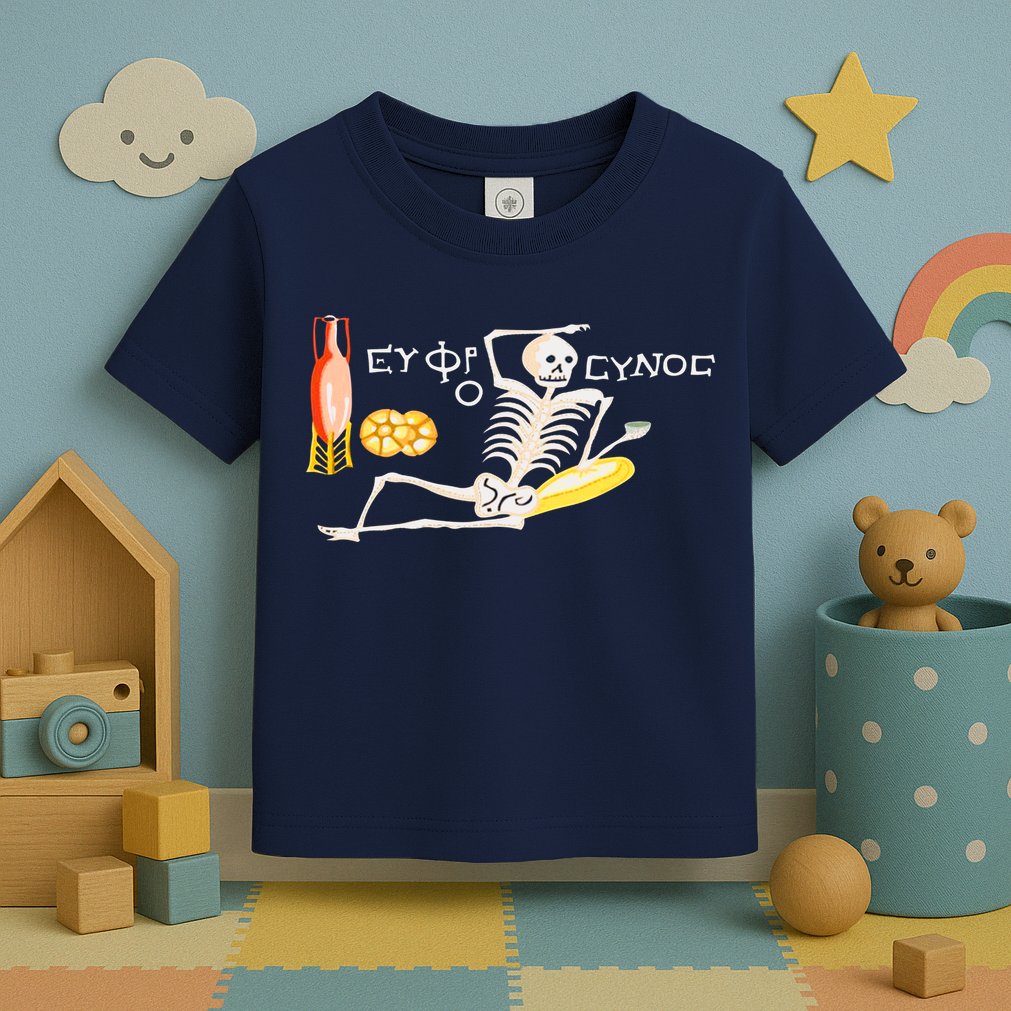 Funny Greek Be Cheerful Enjoy Your Life Skeleton Toddler T-Shirt