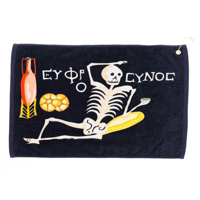 Funny Greek Be Cheerful Enjoy Your Life Skeleton Grommeted Golf Towel