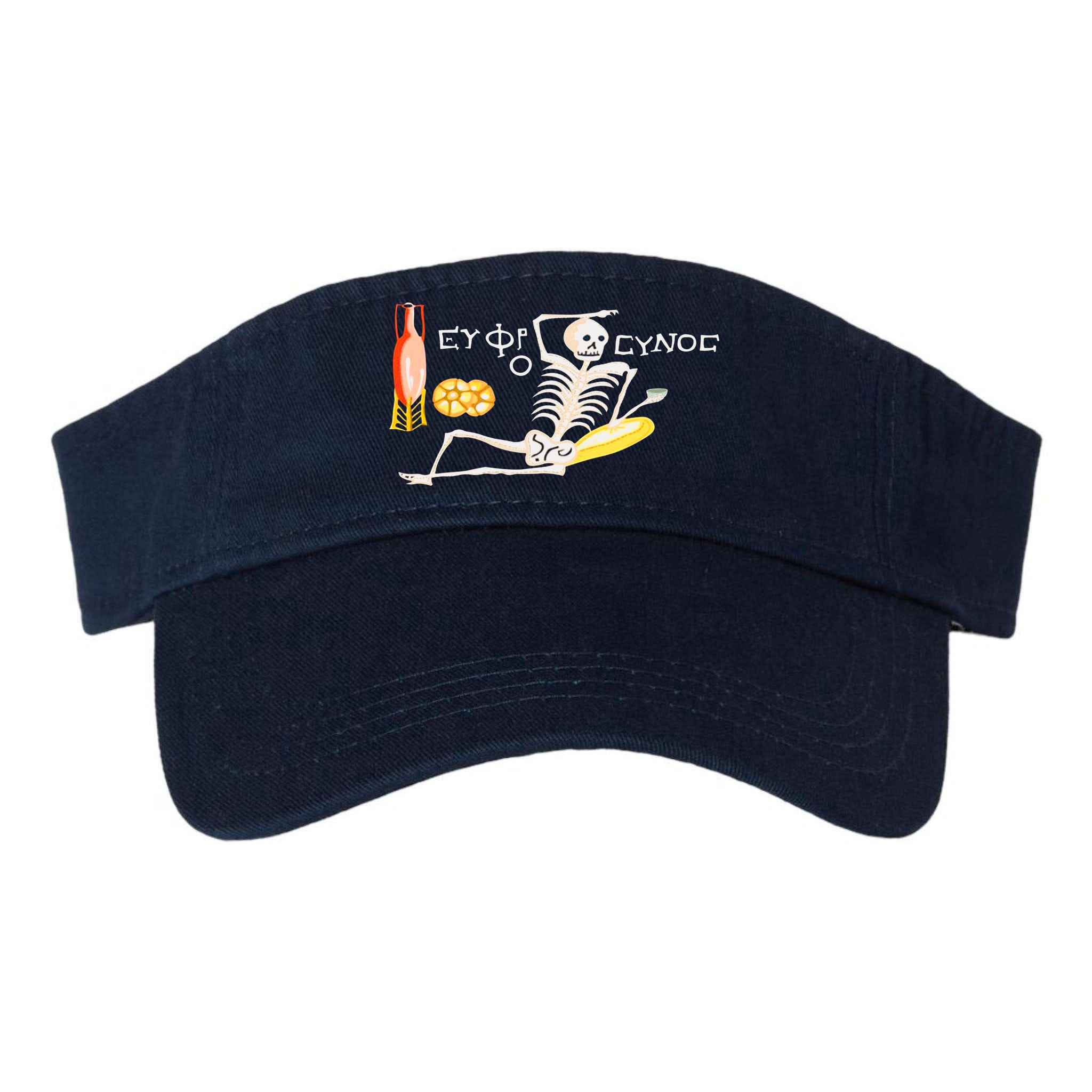Funny Greek Be Cheerful Enjoy Your Life Skeleton Visor