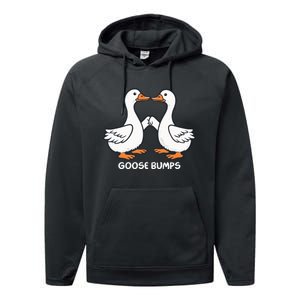 Funny Goose Bumps Silly Goose Minimalist Duck Performance Fleece Hoodie