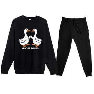 Funny Goose Bumps Silly Goose Minimalist Duck Premium Crewneck Sweatsuit Set