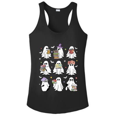 Funny Ghost Book Reading Halloween Books Lover Teacher Ladies PosiCharge Competitor Racerback Tank