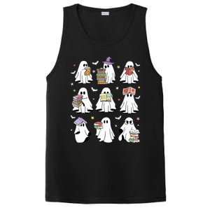 Funny Ghost Book Reading Halloween Books Lover Teacher PosiCharge Competitor Tank