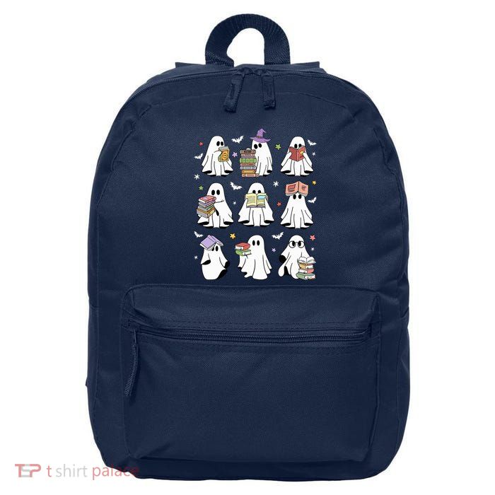 Funny Ghost Book Reading Halloween Books Lover Teacher 16 in Basic Backpack