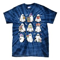 Funny Ghost Book Reading Halloween Books Lover Teacher Tie-Dye T-Shirt