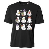 Funny Ghost Book Reading Halloween Books Lover Teacher Cooling Performance Crew T-Shirt