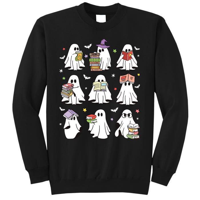 Funny Ghost Book Reading Halloween Books Lover Teacher Sweatshirt