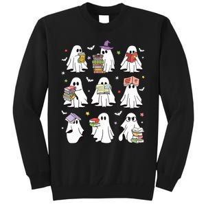 Funny Ghost Book Reading Halloween Books Lover Teacher Tall Sweatshirt