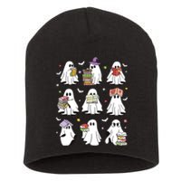 Funny Ghost Book Reading Halloween Books Lover Teacher Short Acrylic Beanie