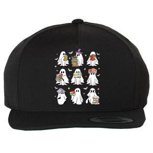 Funny Ghost Book Reading Halloween Books Lover Teacher Wool Snapback Cap