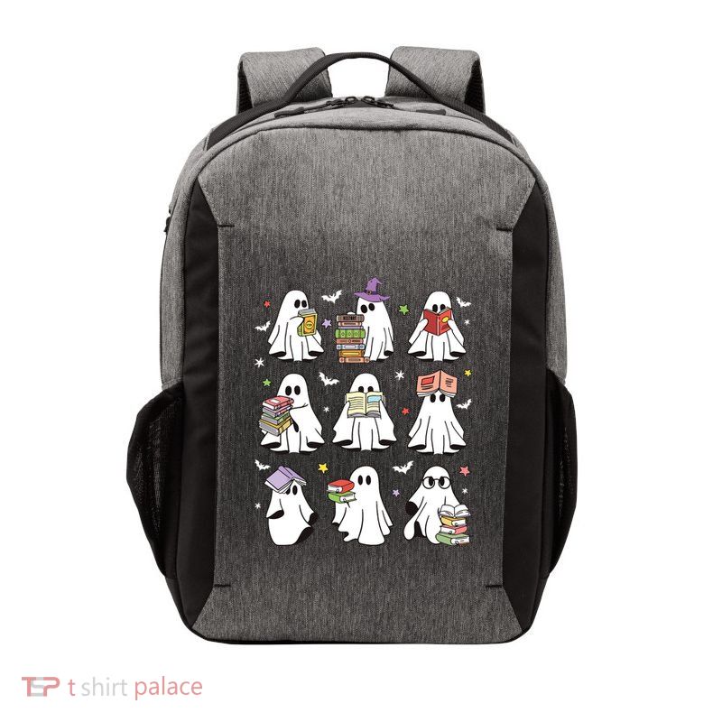 Funny Ghost Book Reading Halloween Books Lover Teacher Vector Backpack