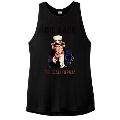 Funny Go Back To California Conservative Ladies PosiCharge Tri-Blend Wicking Tank