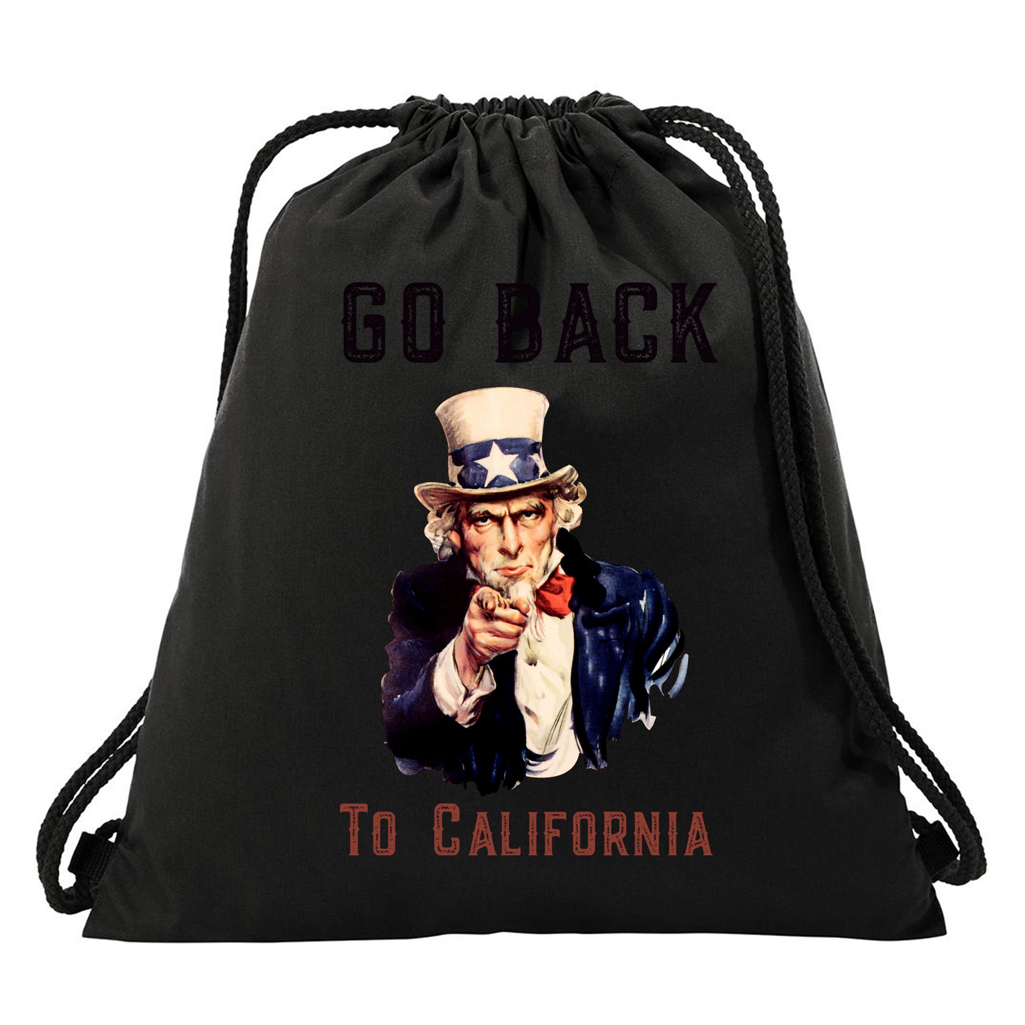 Funny Go Back To California Conservative Drawstring Bag