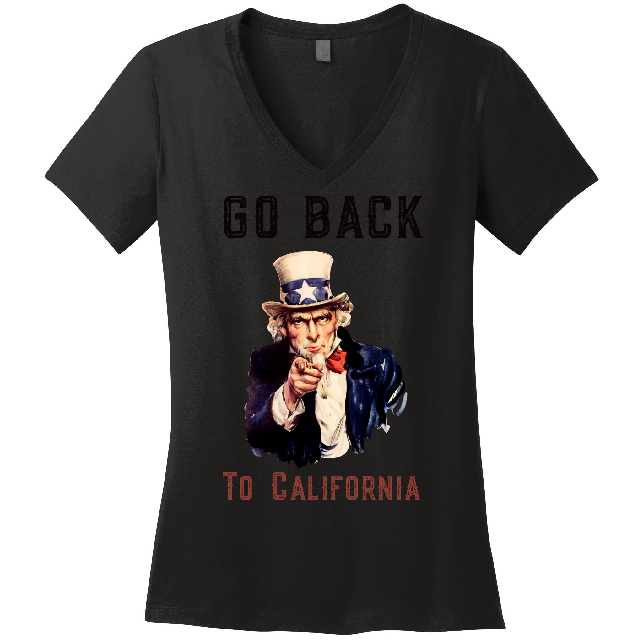 Funny Go Back To California Conservative Women's V-Neck T-Shirt