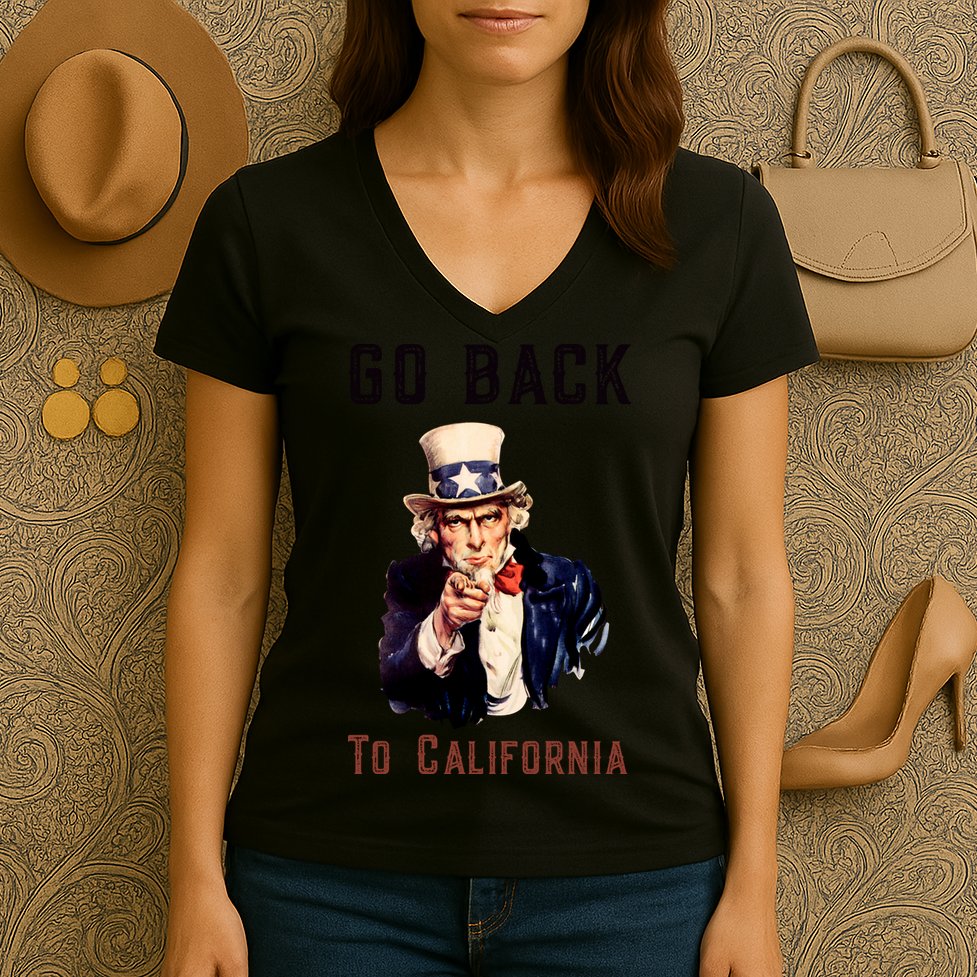 Funny Go Back To California Conservative Women's V-Neck T-Shirt
