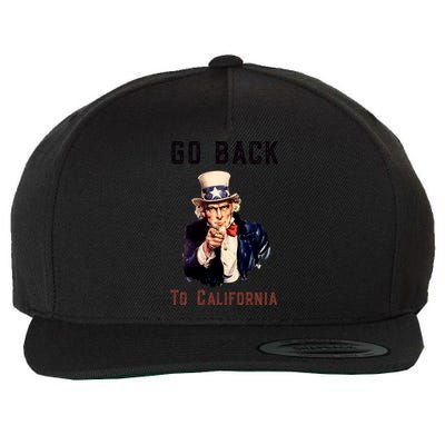 Funny Go Back To California Conservative Wool Snapback Cap