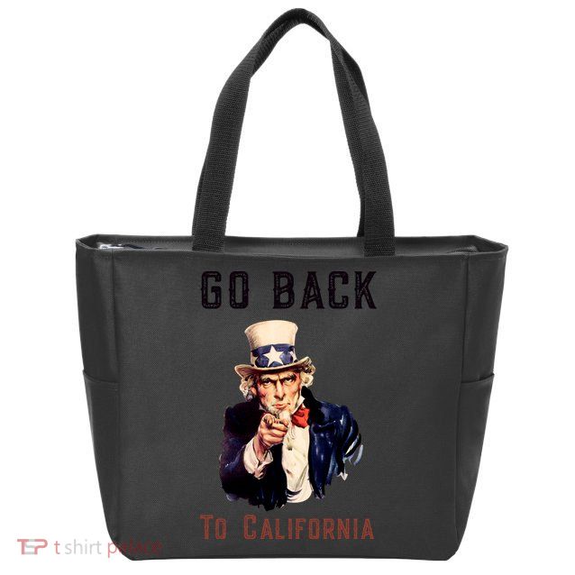 Funny Go Back To California Conservative Zip Tote Bag