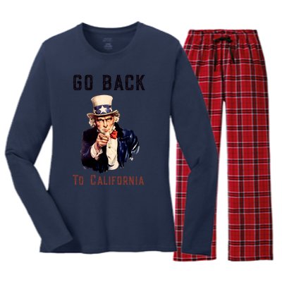 Funny Go Back To California Conservative Women's Long Sleeve Flannel Pajama Set 