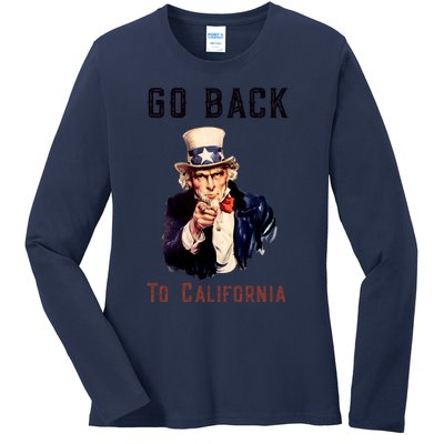 Funny Go Back To California Conservative Ladies Long Sleeve Shirt