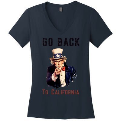 Funny Go Back To California Conservative Women's V-Neck T-Shirt