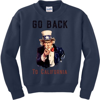 Funny Go Back To California Conservative Kids Sweatshirt